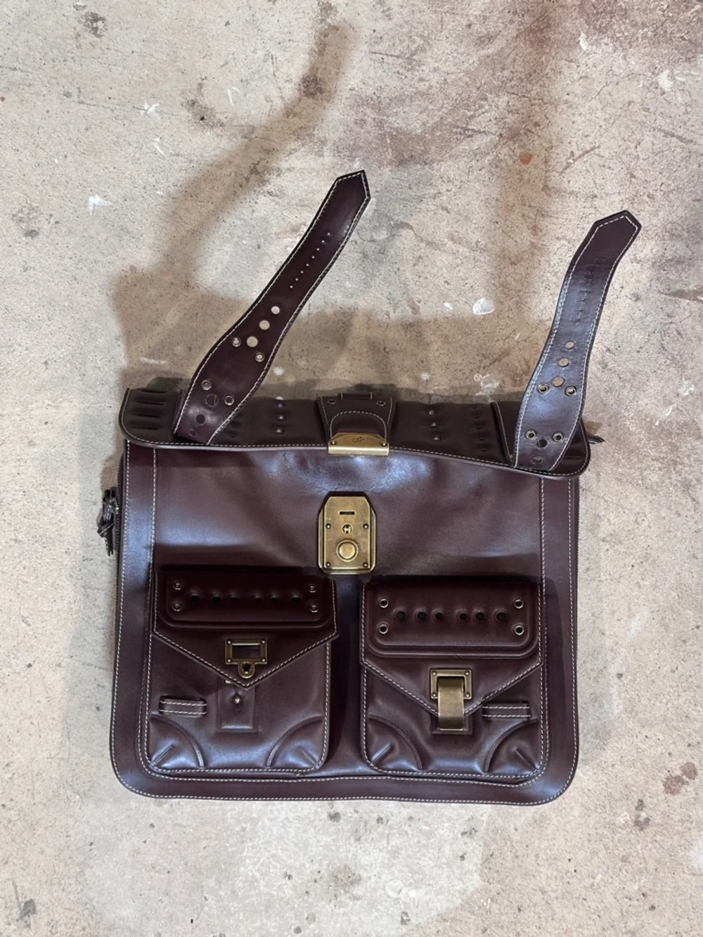 Proenza Schouler PS1 Satchel Brown Leather Messenger Bag Crossbody Y2K